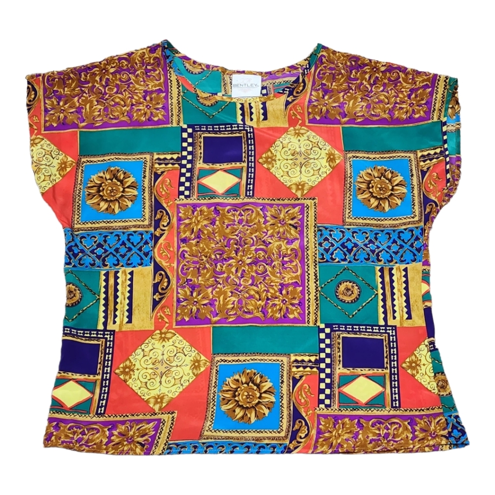 Vintage TR Bentley Baroque Geometric Blouse Size Medium